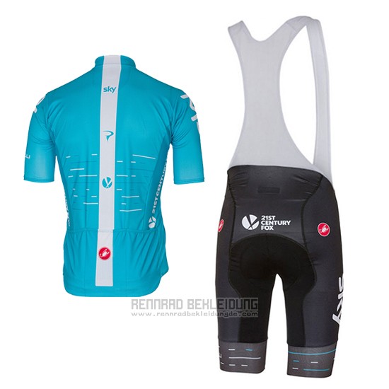 2017 Fahrradbekleidung Sky Azurblau Trikot Kurzarm und Tragerhose